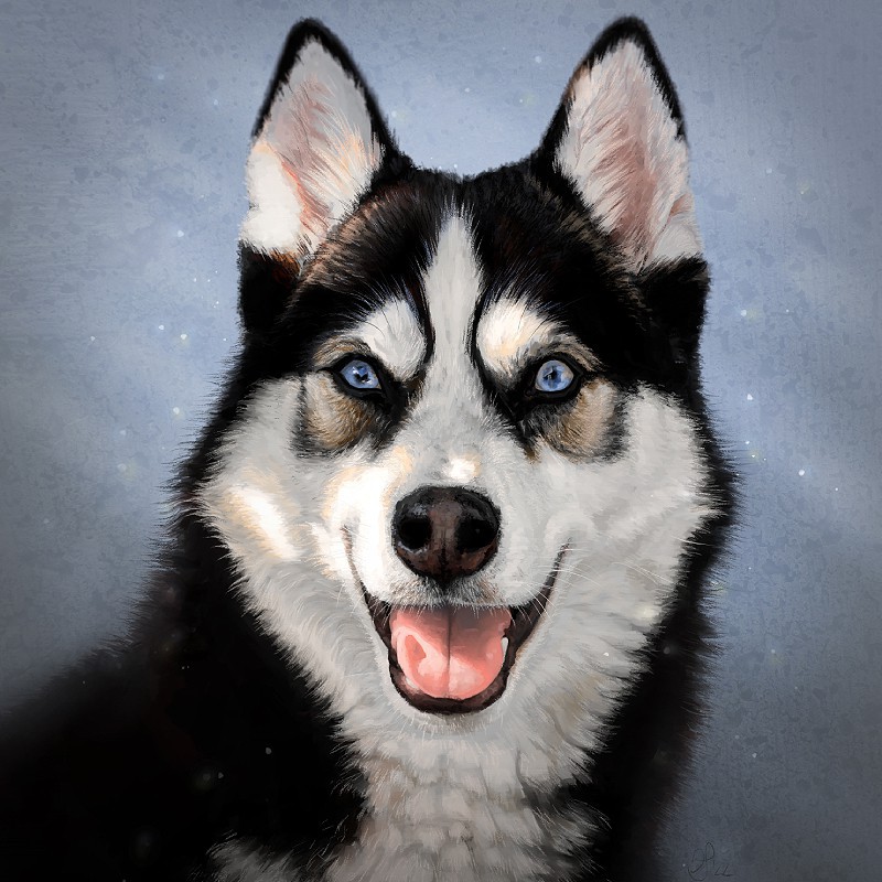 Digital pet portrait - Bust (detailed)